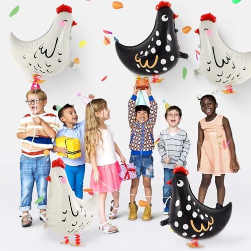 6 PCS Walking Chicken Balloons Farm Animal Party Decorations