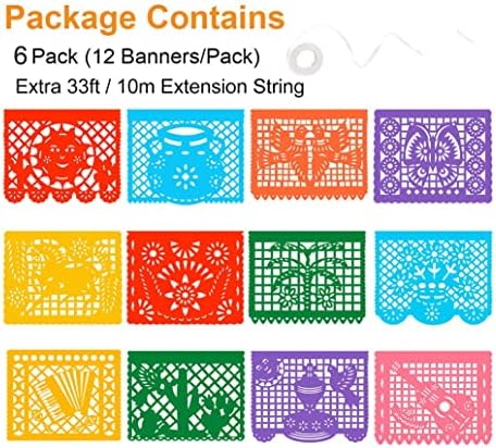 6 Packs Mexican Banners 22ft x 6 Plastic Fiesta Decorations