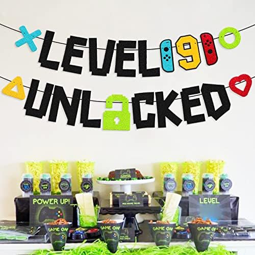 Level 9th Unlocked Birthday Banner Game Themed Decorations