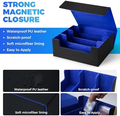 SFSOC Card Storage Box With Magnetic Closure And 10 Dividers