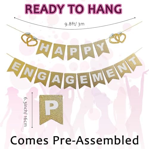GOGOBAY Happy Engagement Pre-Strung Banner