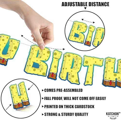 KatchOn 10 Foot Yellow Happy Birthday Banner