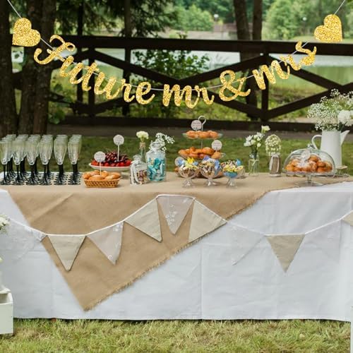Glitter Gold Future Mr Mrs Decor Banner
