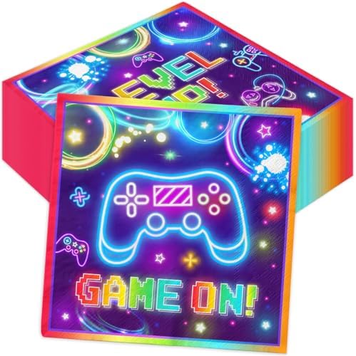 Gaming Party Napkins 40pcs Neon Game On Decorations
