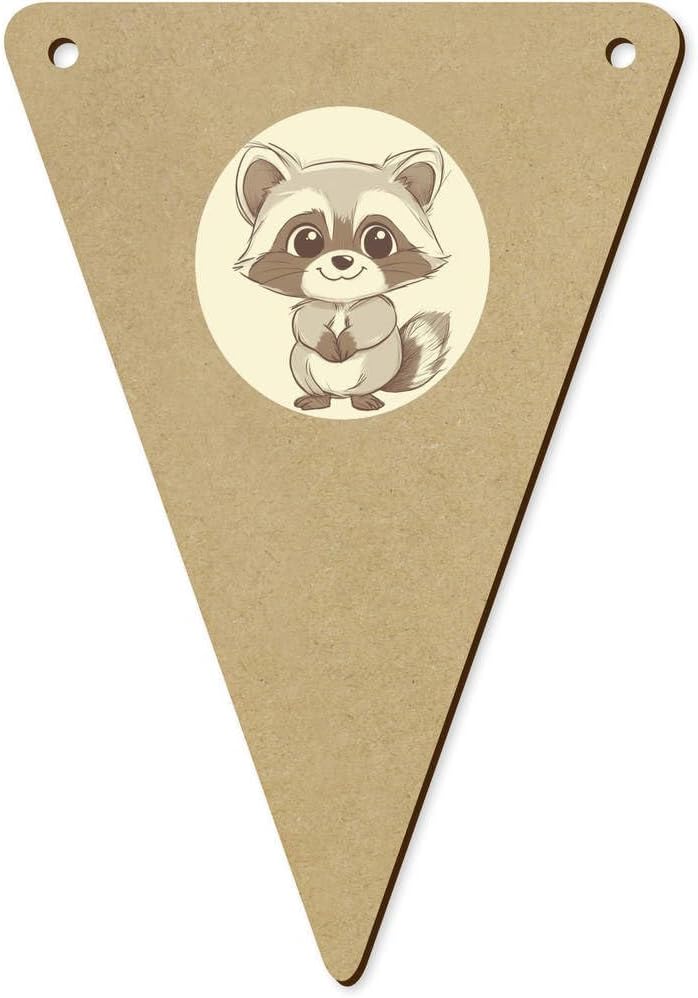5 x 140mm Cute Raccoon Wooden Bunting Flags