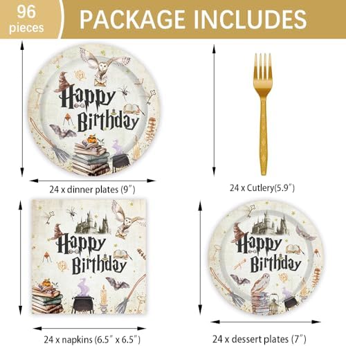 96PCS Magical Wizard Party Tableware Set