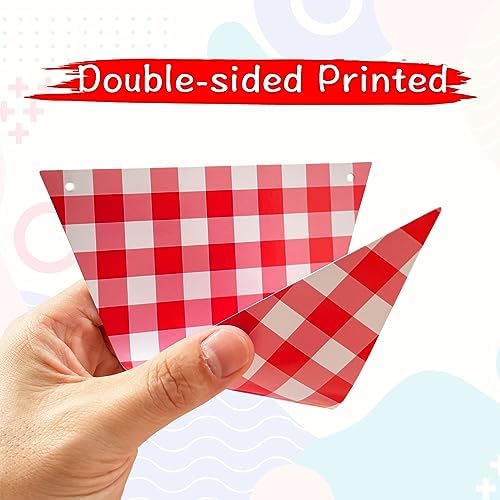 VILIFEVER 2 Piece Red White Checkered Banner