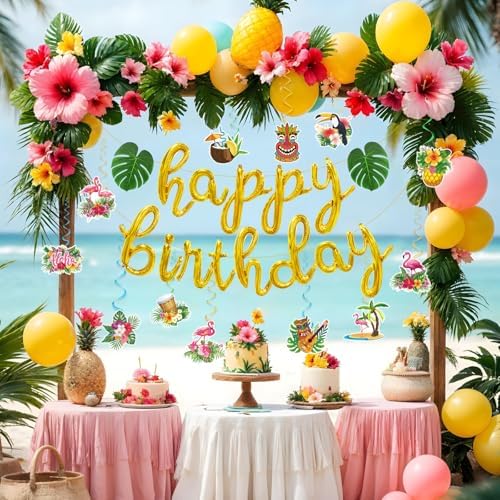 27pcs Tropical Luau Birthday Party Decorations