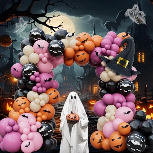 196Pcs Halloween Balloons Garland Arch Kit
