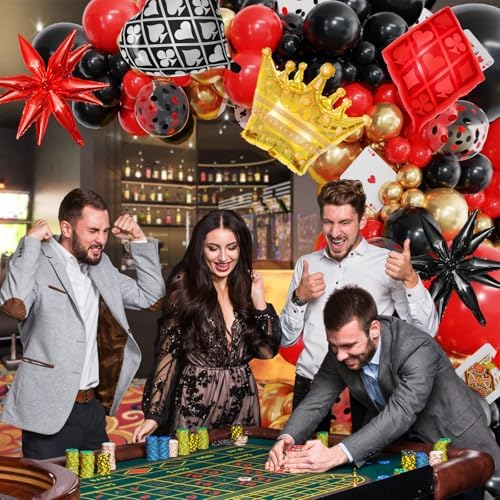 144PCS Casino Dice Favor Boxes Balloon Kit Party Decorations