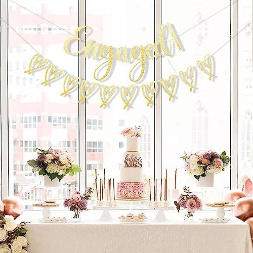 Happy Engagement Banner - Gold Glitter Bride To Be Decor