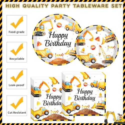 Construction Birthday Party Supplies for 24 Guests
