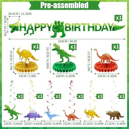 PatiCool Dinosaur Birthday Banner Party Decorations