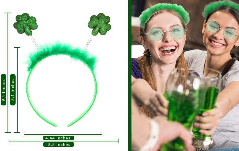 SunnyPro St Patricks Day Shamrock Green Headband