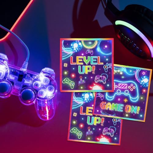 Gaming Party Napkins 40pcs Neon Game On Decorations