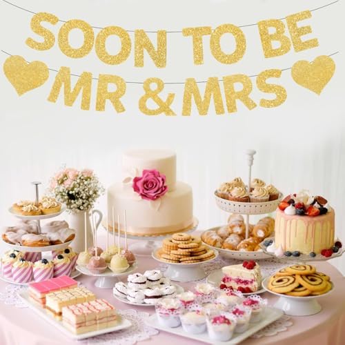 Engagement Bridal Shower Banner with Diamond Ring Hanging Swirls