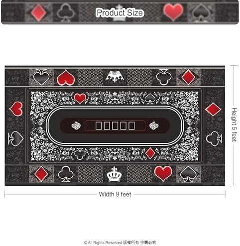 Cheerland Casino Tablecloth Poker Playmat 9ft x 5ft