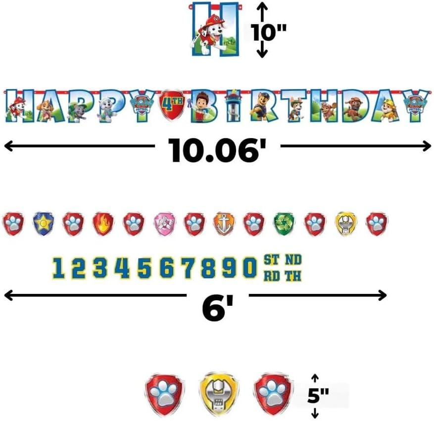Paw Patrol Personalized Jumbo Letter Birthday Banner Kit 1