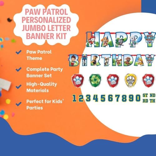 Paw Patrol Personalized Jumbo Letter Birthday Banner Kit 1