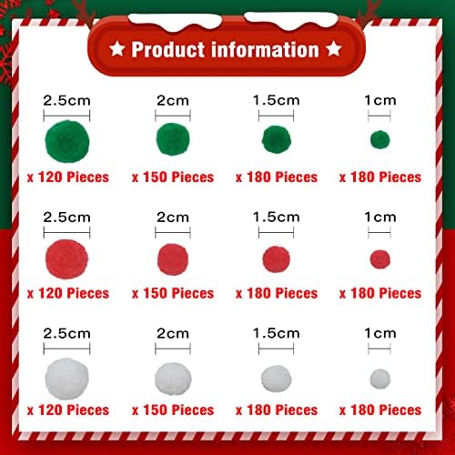 Lusy DM 1200 Piece Christmas Pom Poms Set