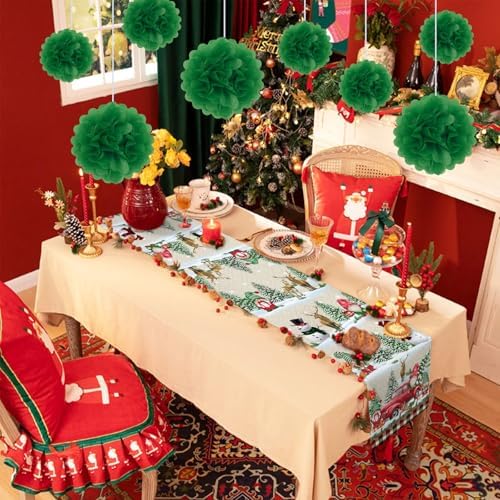 20PCS Green Tissue Paper Pom Poms for Party Decor