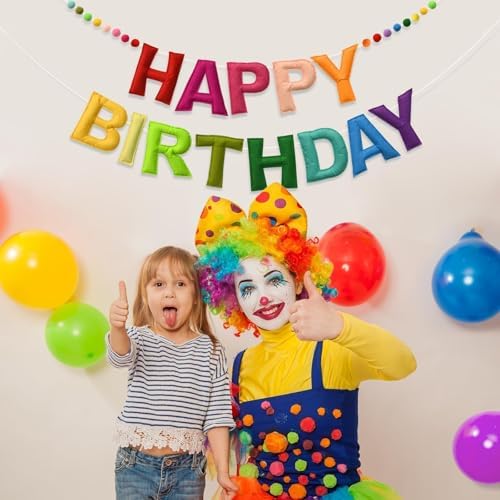 LOLStar Happy Birthday Felt Ball Garland