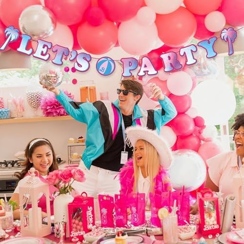 Premium Malibu Pink Barbie Lets Party Letter Banner 10 x 12ft