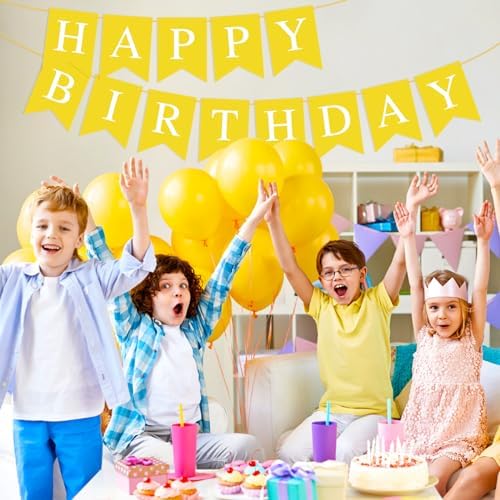 Yellow Happy Birthday Banner Sign for Party Decor