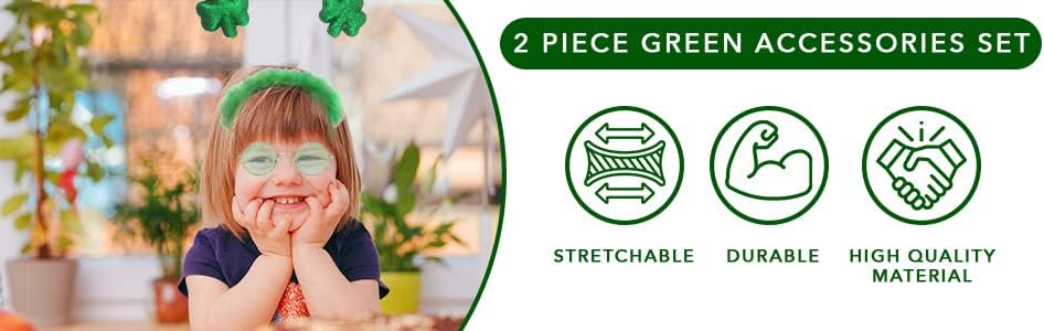 SunnyPro St Patricks Day Shamrock Green Headband