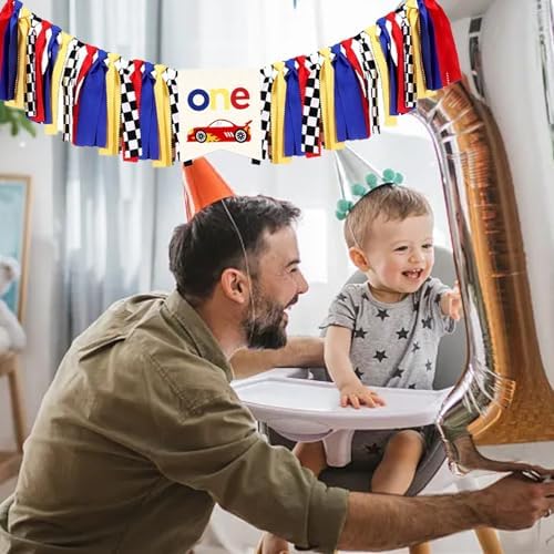 Race Car High Chair Banner Decor 1st Birthday