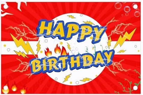 Red Lightning Birthday Party Decorations Banner Backdrop