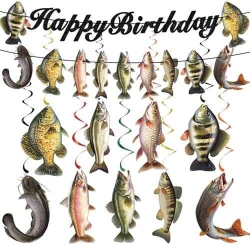 JINGAOFUN Fishing Birthday Decorations Set