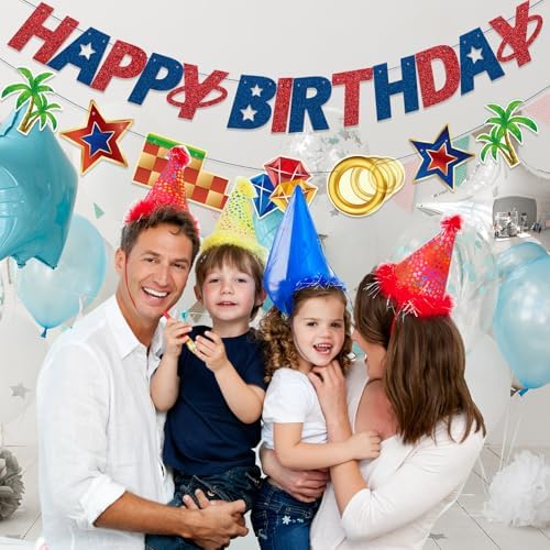 Blue Hedgehog Happy Birthday Banner for Boys