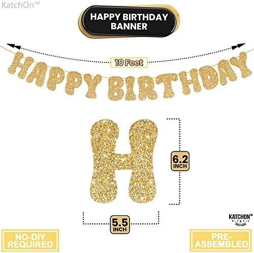 Glitter Gold Happy Birthday Banner - 10 Feet Prestrung