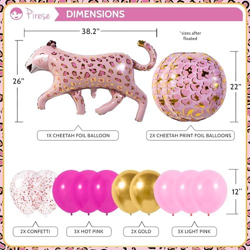Pink Cheetah Birthday Banner with Decorations