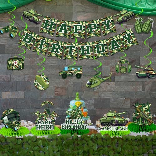 Camo Birthday Decorations for Boys Army Party Supplies