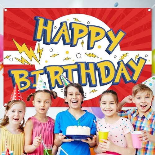 MIKLIFEZ Red White Yellow Cartoon Birthday Party Backdrop 5x3ft