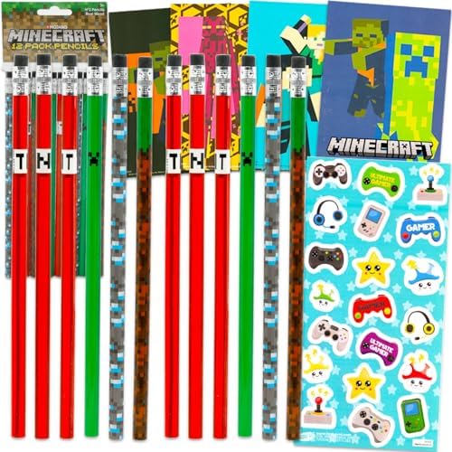 Ultimate Minecraft Party Favors Set with 24 Pencils and 24 Mini Posters