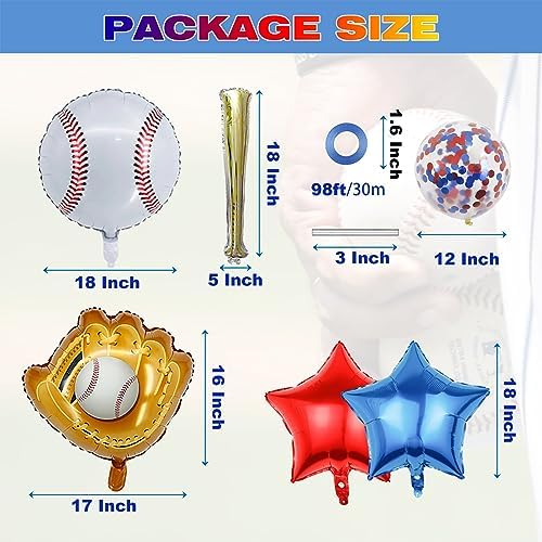 Baseball Themed Foil Balloons with Bat and Glove Decor