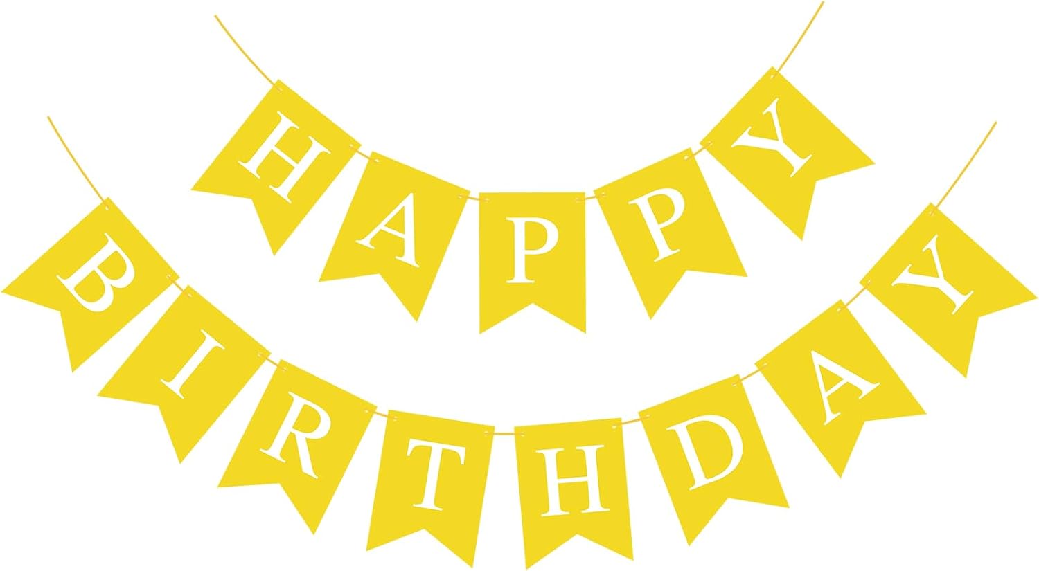 Yellow Happy Birthday Banner Sign for Party Decor