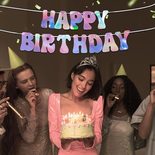 House of Party 6ft Iridescent Silver Happy Birthday Banner