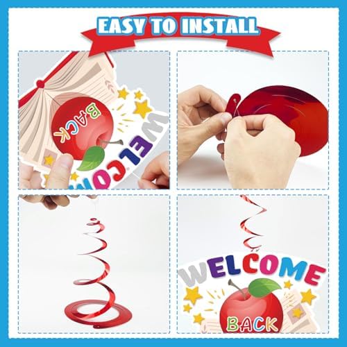 Back to School Decorations Banner Set with Hanging Swirls