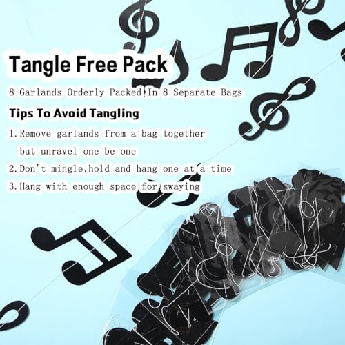 Cindeer Music Notes Party Decorations 8 Pcs Garland