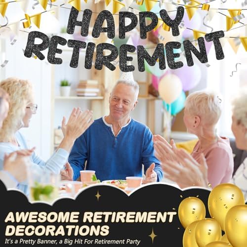Fulmoon Happy Retirement Banner Glitter Sign