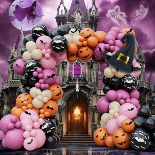 196Pcs Halloween Balloons Garland Arch Kit