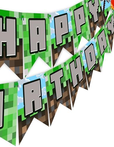 Gaming Pixel Blast Birthday Banner Decor