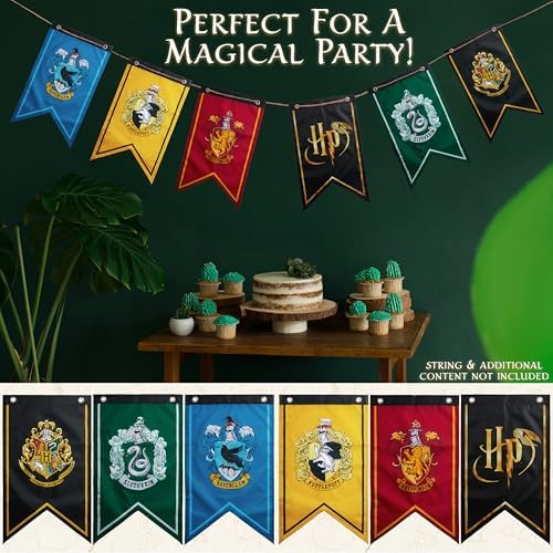 Harry Potter Party Decorations 6 Banners Hogwarts Flags