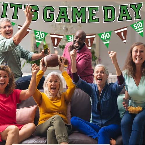 Football Party Decorations Kit with Triangle Flags and Banner