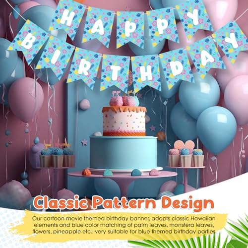 TaoBary Blue Cartoon Happy Birthday Banner