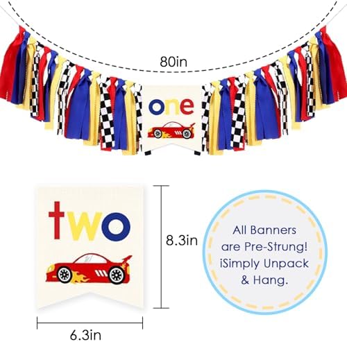 Race Car High Chair Banner Decor 1st Birthday